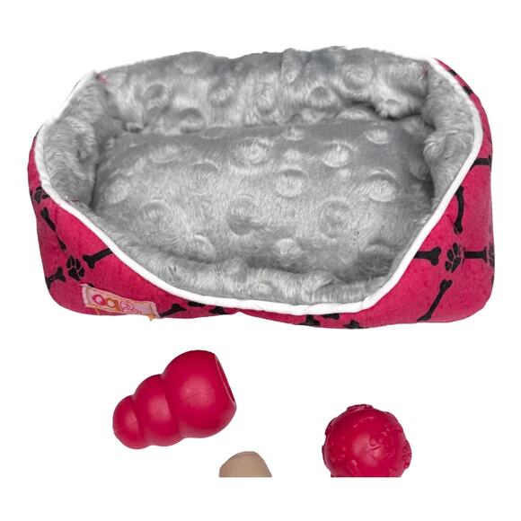 Dog Toys Bone Bow Collar Food Water Bowls Stand Battat OG For American Girl Pets - Picture 6 of 10